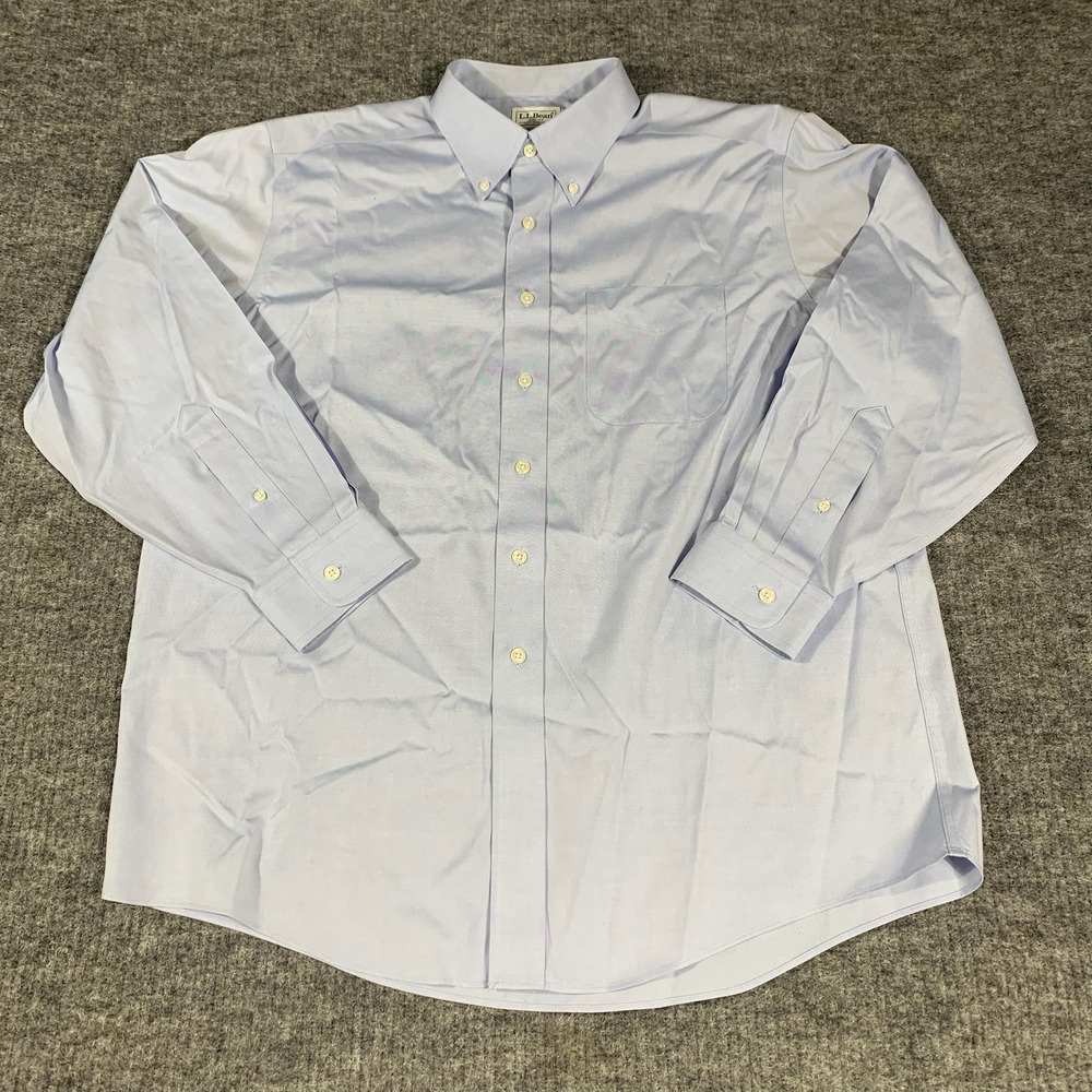 LL Bean Shirt Mens 16-32 XL Blue Traditional Fit Oxford Button Down OCBD Formal